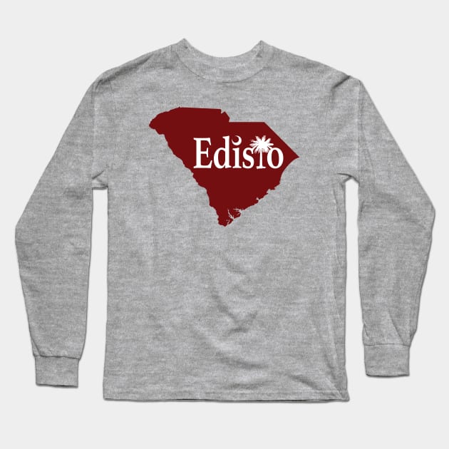 Edisto Island South Carolina State Outline Garnet Long Sleeve T-Shirt by TGKelly